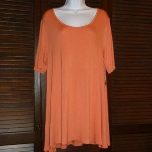MULTIPLES Orange Short Sleeve Comfy Shift Dress, Scoop Neckline, Size L, NWT